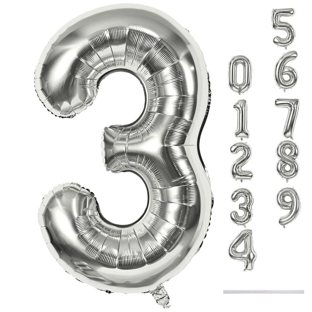 Lingqiang silver 3 balloon, 40-inch giant, ideal for milestone birthdays.