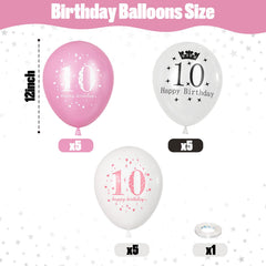 Lingqiang white 10th birthday balloons pack adds elegant contrast to celebrations.