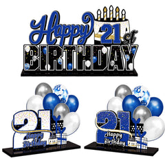 LINGTEER 21st birthday blue acrylic table topper ensemble for festive photos