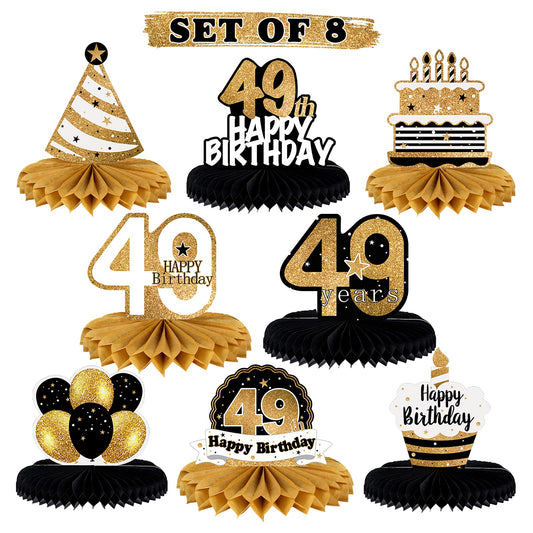 LINGTEER Happy 49th Birthday honeycomb centerpiece assembly enhances table setup.