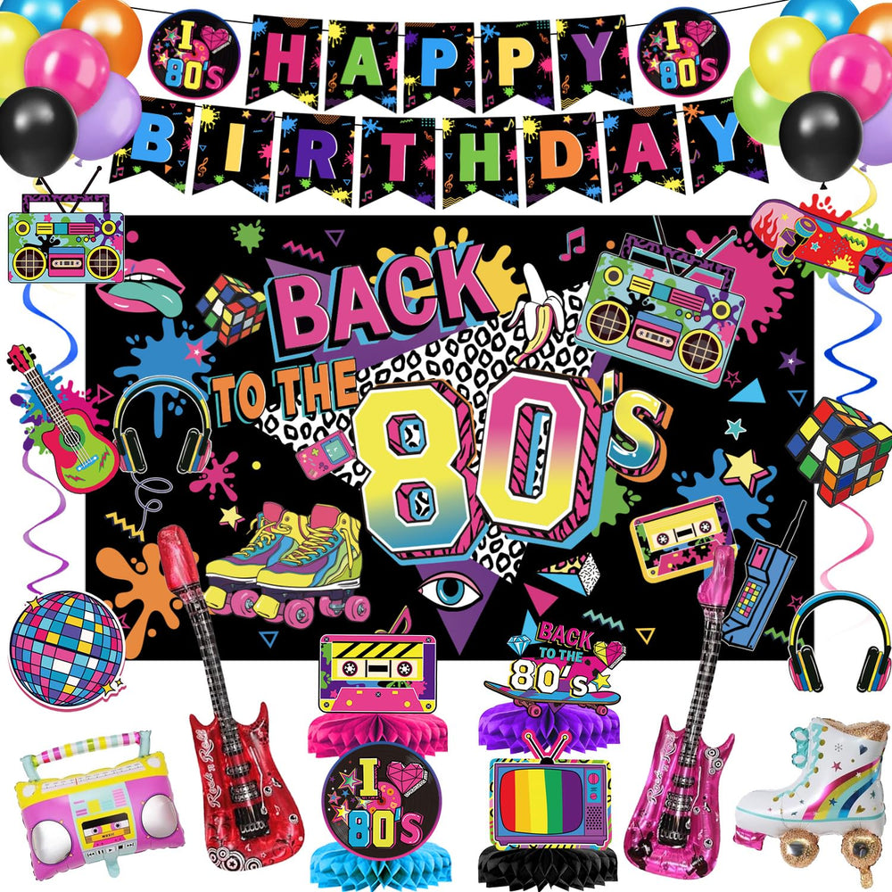 LINHAXM 80s backdrop for vibrant retro party photography and standout decor