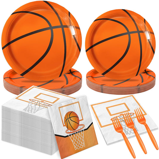 LINHAXM basketball dinner plates 9-inch with bold court graphics for a festive setup.