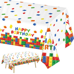 LINHAXM building block tablecloth 3-pack spread on table for mess-free birthday setup
