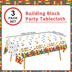 LINHAXM building block tablecloth close-up shows colorful patchwork texture