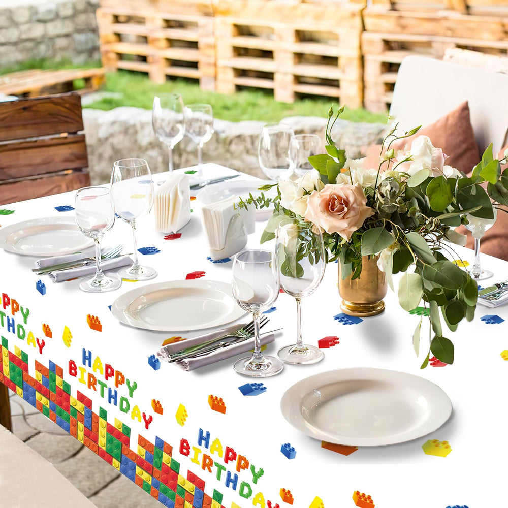 LINHAXM building block tablecloth durable PE plastic for party use