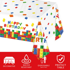 LINHAXM building block tablecloth spill-proof surface protects tables during celebrations
