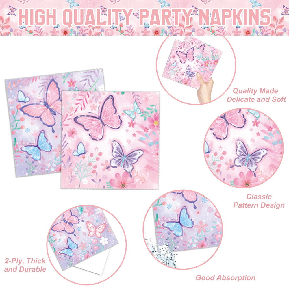 LINHAXM butterfly napkins coordinate with the theme and absorb spills.
