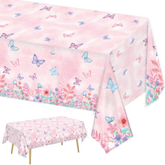 LINHAXM butterfly tablecloth 3-pack protects surfaces during kids' party.