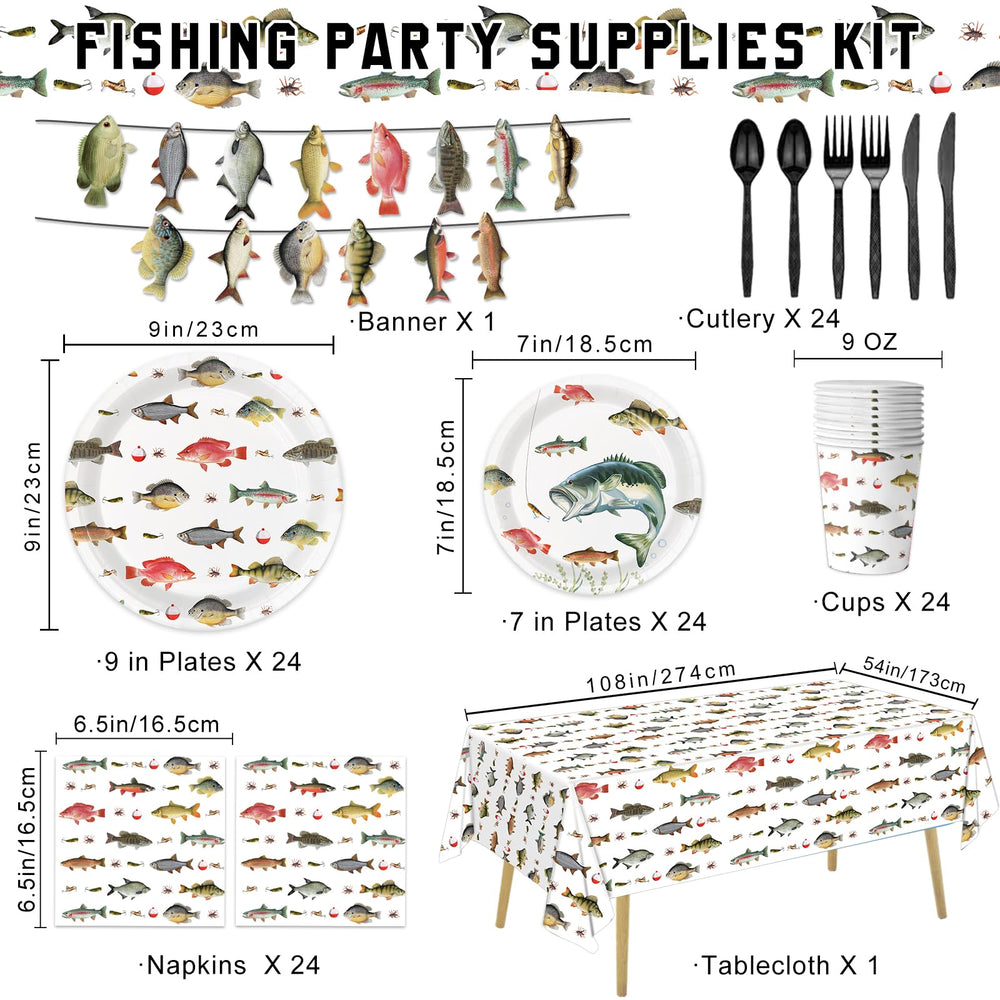 LINHAXM Gone Fishing dessert plates 7in for festive servings and easy cleanup