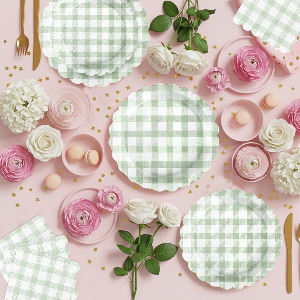 LINHAXM sage green gingham napkins add soft touch and practical hand-drying during gatherings.