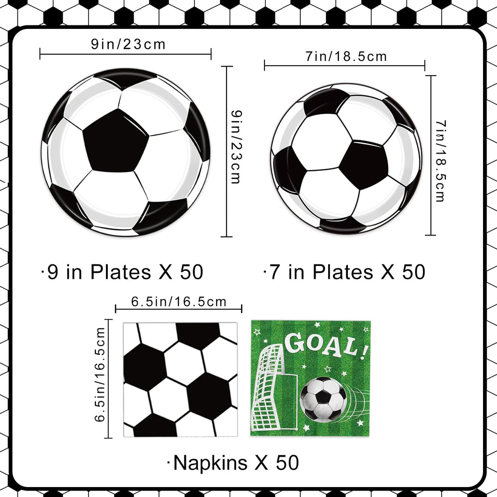 LINHAXM 7-inch soccer plates with bold ball pattern for quick servings