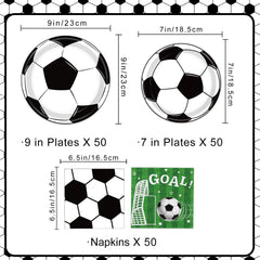 LINHAXM 7-inch soccer plates with bold ball pattern for quick servings