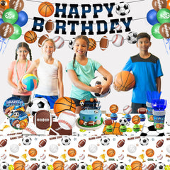 LINHAXM sports party balloons and cake topper for a festive centerpiece