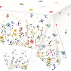 LINHAXM spring floral tablecloth pack with daisies and butterflies.