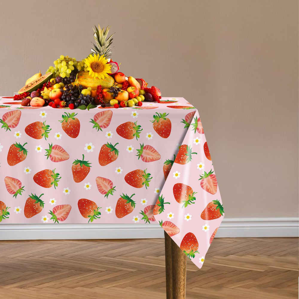 LINHAXM strawberry tablecloth used in baby shower decor