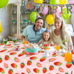 LINHAXM strawberry tablecloth on dining table for versatile use