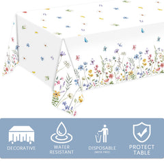 LINHAXM wildflower and butterfly print on tablecloth.