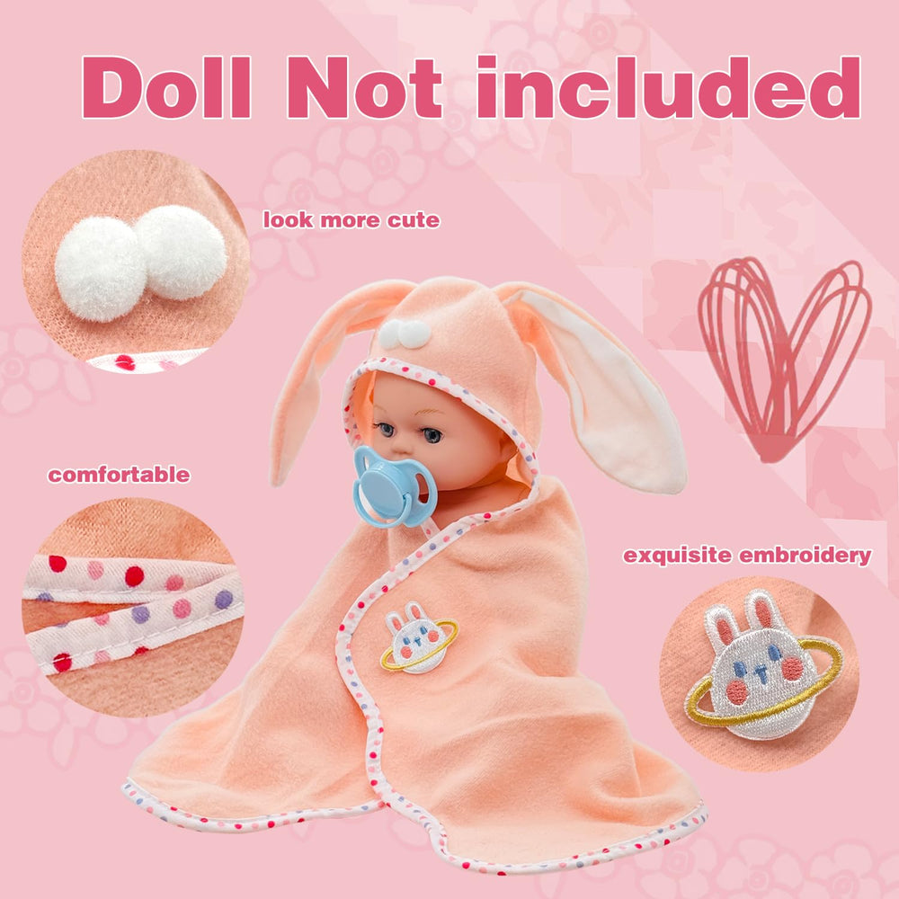Linkyloop soft doll bath towel fits 10-14 inch dolls for bath time fun