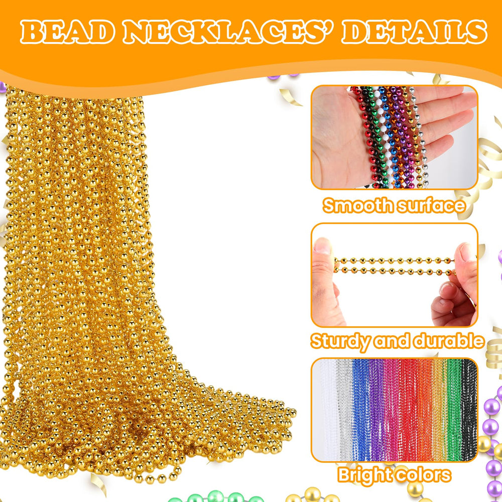 LINSIRON 33-inch gold beads ideal for Christmas pageants and gifts.
