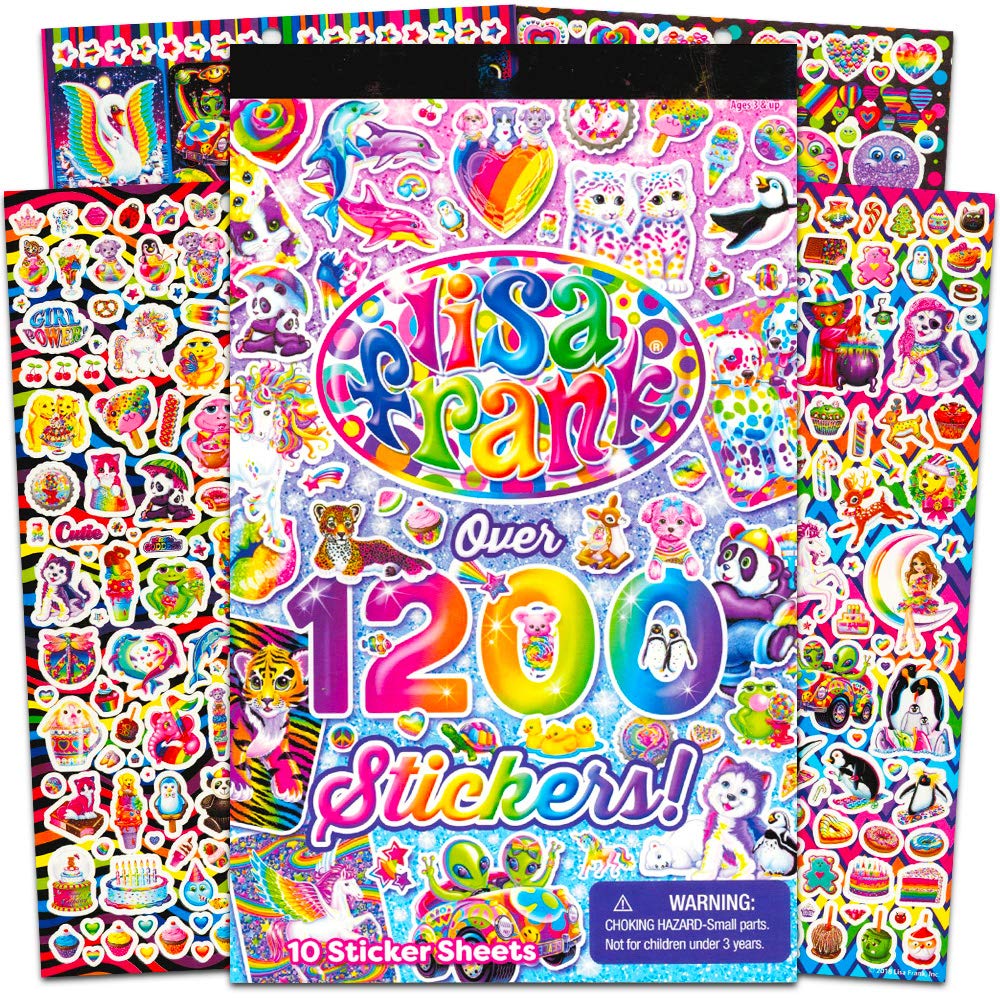 Lisa Frank 1200 stickers tablet book pages featuring diverse designs for journaling and DIY projects