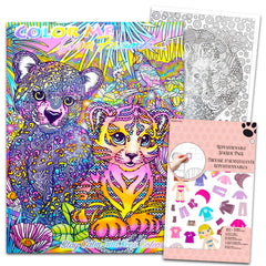 Lisa Frank coloring set cover featuring vibrant artwork for adult relaxation