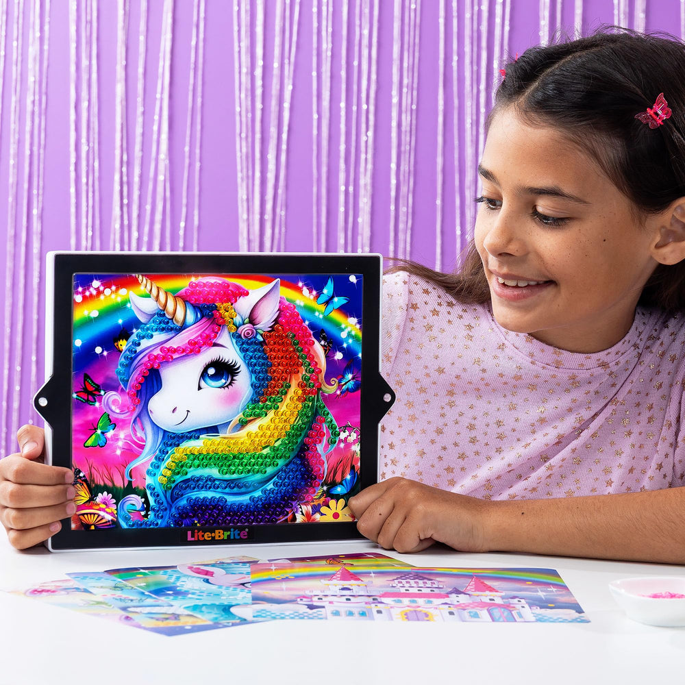 Lite-Brite ColorPOP Rainbow Dreams Mystic Fairy scene shines with fluttering color