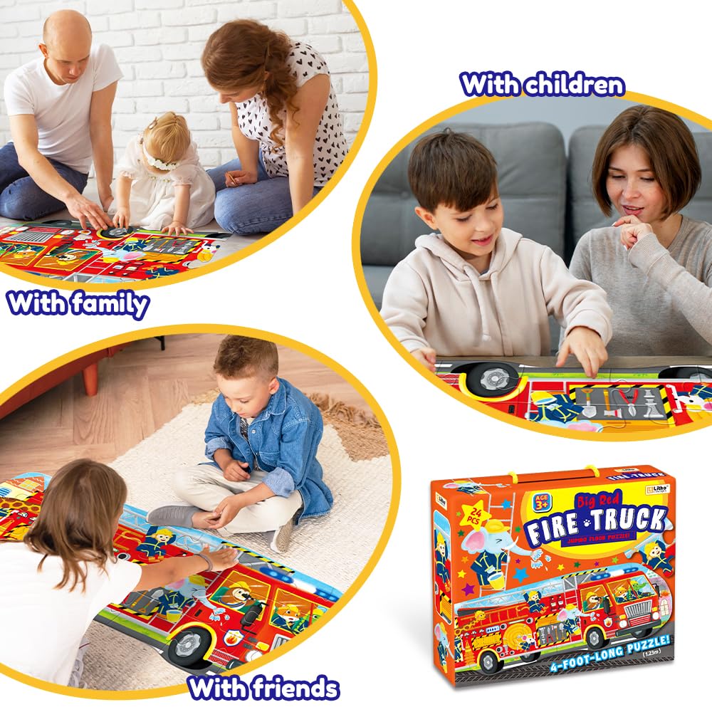 LithoConcepts vivid fire-truck imagery supports imaginative rescue adventures at home.