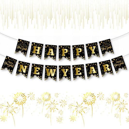 Litmitfu black gold banner as a classy New Year backdrop.