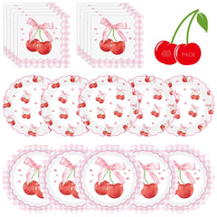 Litmitfu cherry plates set on a 9-inch dinner size for festive meals and quick cleanup