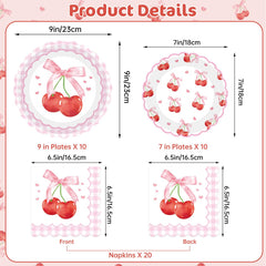 Litmitfu cherry napkins 13x13 unfolded for easy, tidy party servings