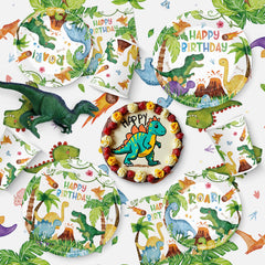 Litmitfu dinosaur banner brightens the party decor.