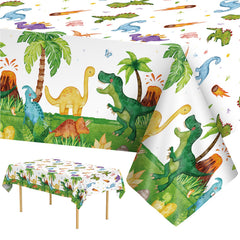 Litmitfu dinosaur tablecloth cover in green pattern keeps tables clean during dinosaur-themed parties