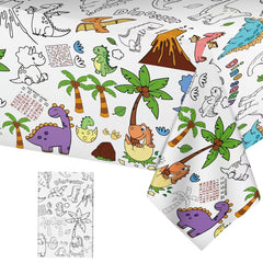 Litmitfu dinosaur tablecloth wide shot with colorful coloring surface for kids