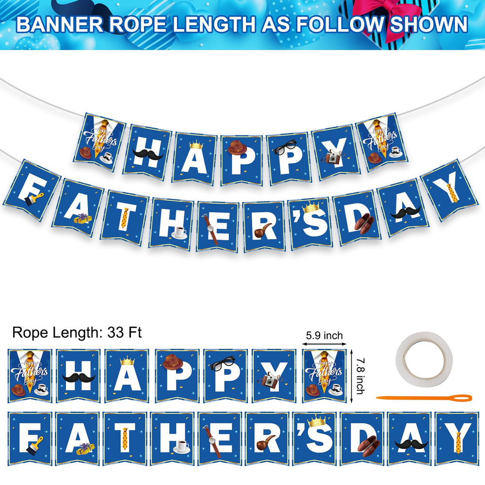 Litmitfu DIY Fathers Day banner with rope for easy hanging and customization