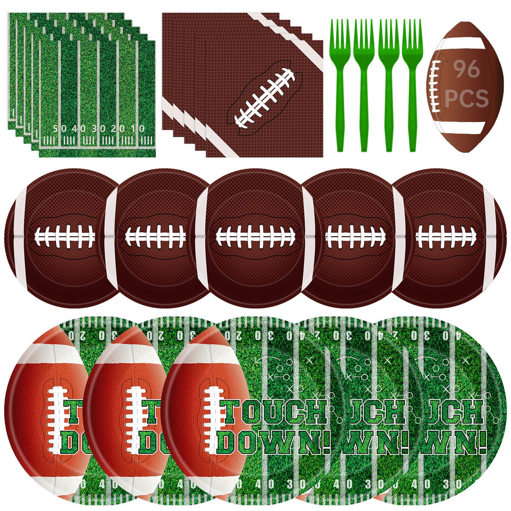 Litmitfu football plates 9-inch showcase sturdy game-day dinnerware for crowds