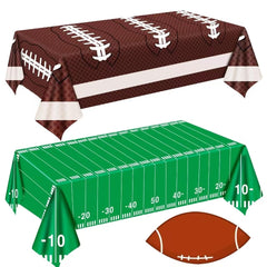 Litmitfu football tablecloth with green field backdrop for game-day tables.