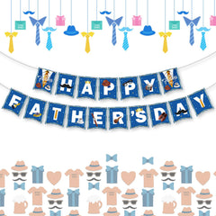 Litmitfu Happy Father's Day banner in blue and white bunting for festive celebrations