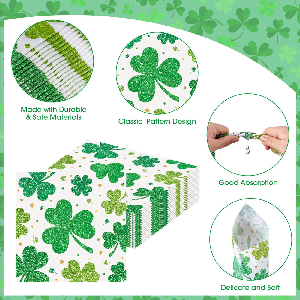 Litmitfu green shamrock napkins suitable for indoor and outdoor parties