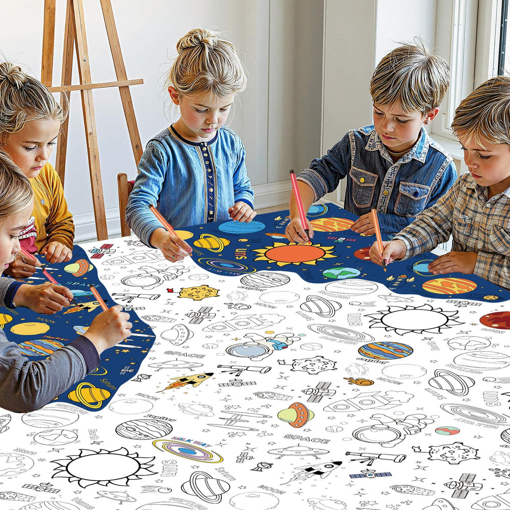 Litmitfu space coloring tablecloth Astronaut figure suitable for kids’ coloring time.