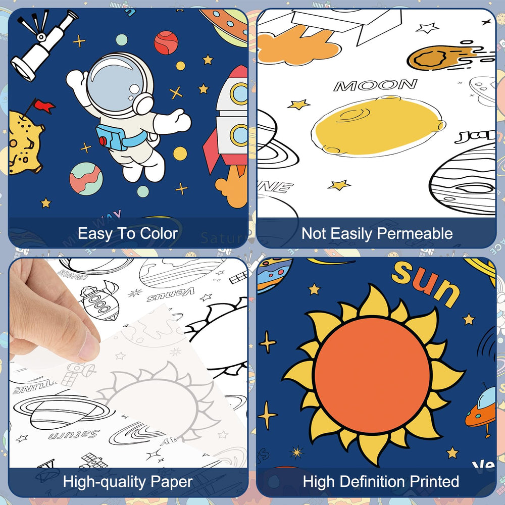 Litmitfu space coloring tablecloth Rocket image perfect for space themed celebrations.