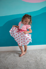 Bo Peep Twirl Dress bodice detail lace highlighting pink and blue contrast