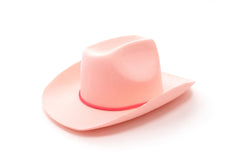 Little Adventures cowboy and cowgirl felt hat in light pink on a child head for imaginative play.