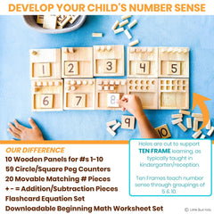 LITTLE BUD KIDS ten-frame visual tool facilitates quick number composition and decomposition.