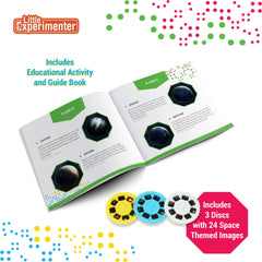 Soft eyepiece and foldable tripod provide comfortable, adjustable viewing for kids.