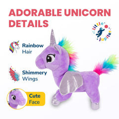 Little Jupiter 12-inch plush unicorn provides ample cuddle space.