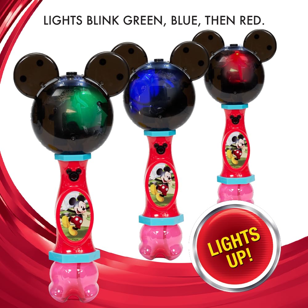 Battery compartment on the Mickey Mouse bubble wand requires three AAA batteries.