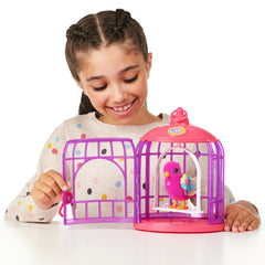 Lil' Bird cage with hanging hook for versatile display.
