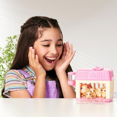 Little Live Pets interactive playhouse promotes pretend play with poseable babies.