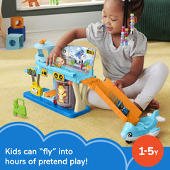 Little People airport playset luggage conveyor for realistic packing moments