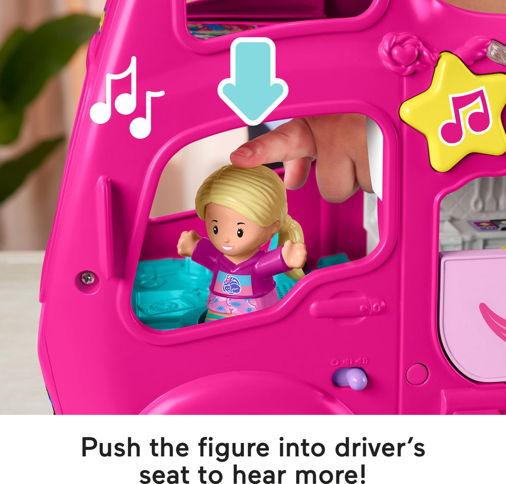 Little People Barbie Dreamcamper RV side deck opens to expand play space